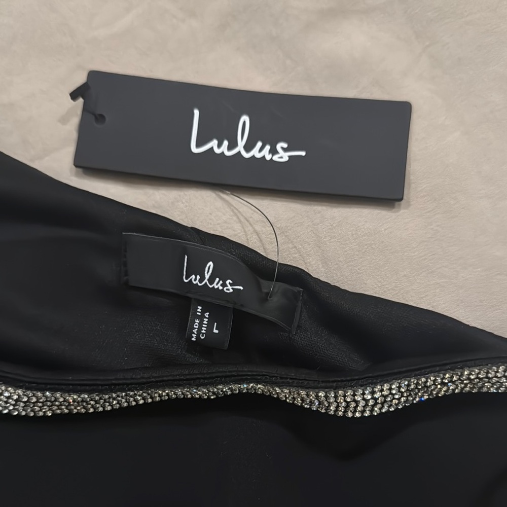 Lulus Luxe Pose Black Rhinestone One-Shoulder Bodycon Mini Dress - Picture 6 of 8